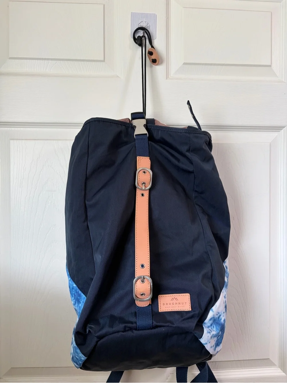 Doughnut Travel Backpack Navy with Tan Strap